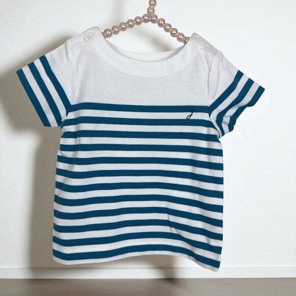 NWT Jacadi 100% Cotton Short Sleeve Blue Stripe - Picture 1 of 7
